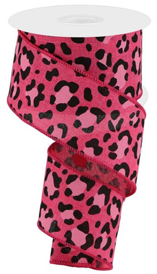 2.5" x 10yd Leopard Print On Royal image 0