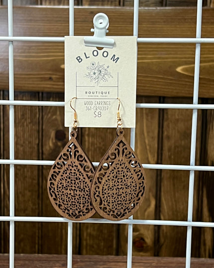 Wood Teardrop Earrings image 0