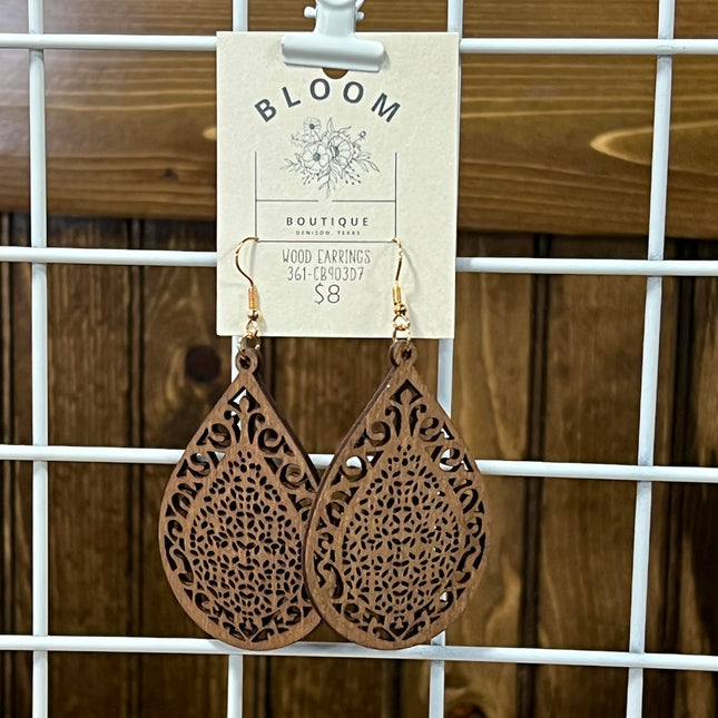 Wood Teardrop Earrings image 0