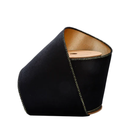 4" Black Gold Velvet Ribbon