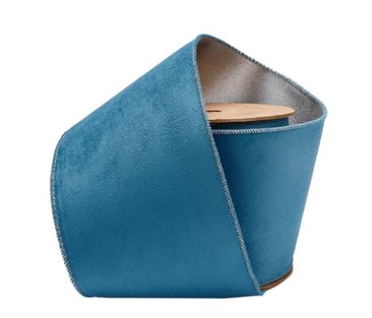 4"x10Y Reversible Military Blue/Light Silver Velvet/Shimmer Ribbon