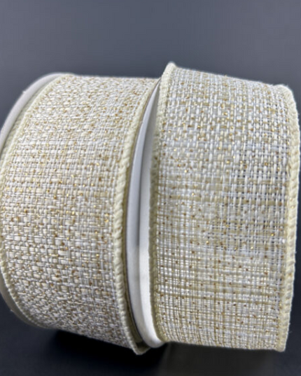 Ribbon Ivory/Gold Metallic Tweed 1.5"x10Y