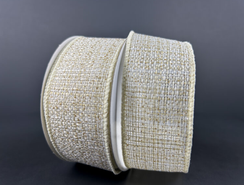 Ribbon Ivory/Gold Metallic Tweed 1.5"x10Y