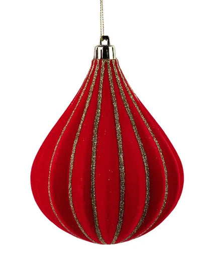 130mm Flocked Teardrop Ornament