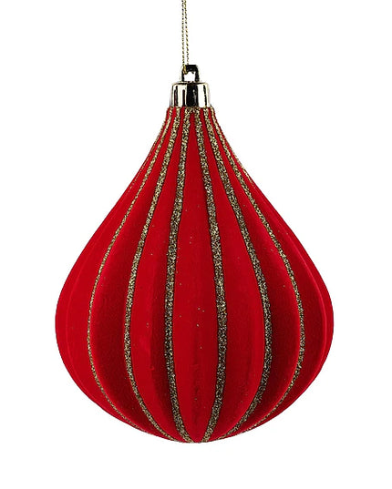 130mm Flocked Teardrop Ornament