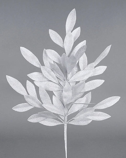23" Glitter Bay Leaf Spray
