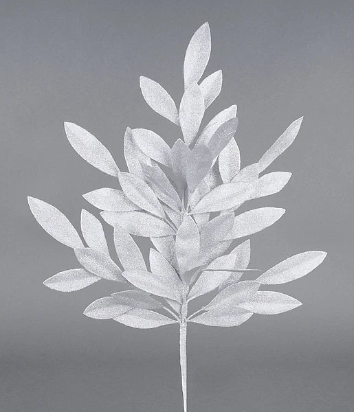 23" Glitter Bay Leaf Spray