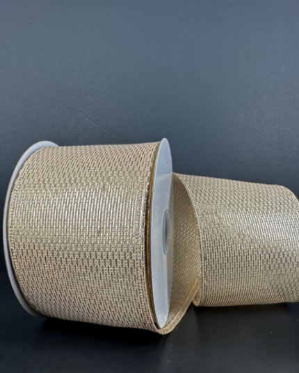 Light Gold Stairstep Woven Metallic 2.5"x10Y