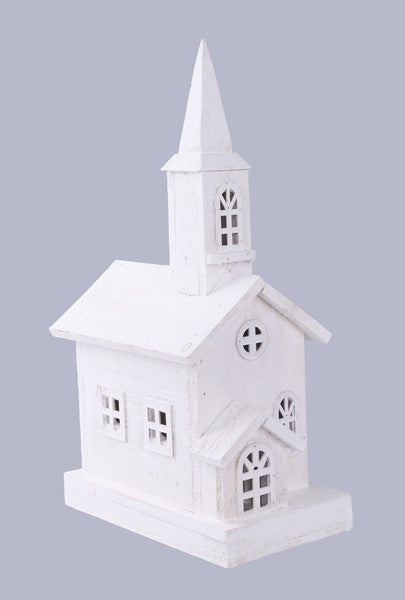 Wood Church with LED Lights image 1