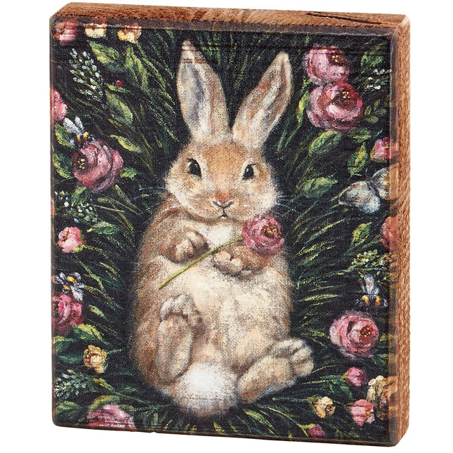Snuggling Bunny Block Sign image 0