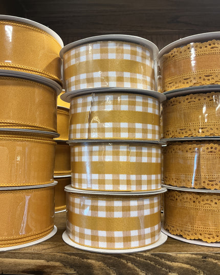 1.5" x 10 yds Solid/Mini Gingham Ribbon