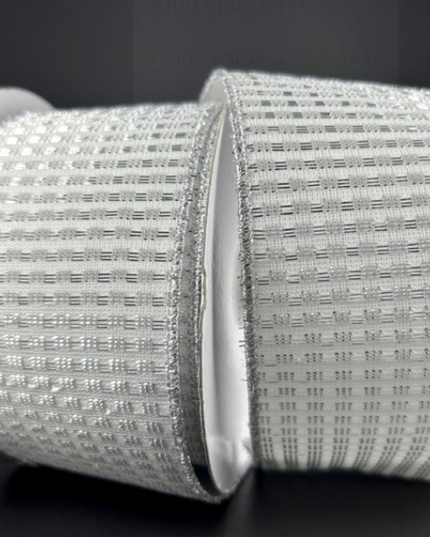 Ribbon White/Silver Metallic Rishi Solid 2.5"x10Y