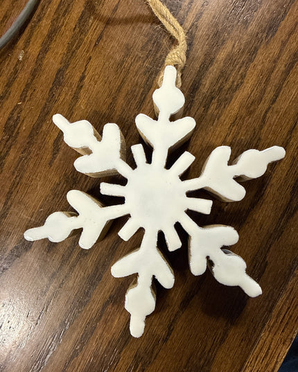 6" Mango Wood Snowflake Ornament