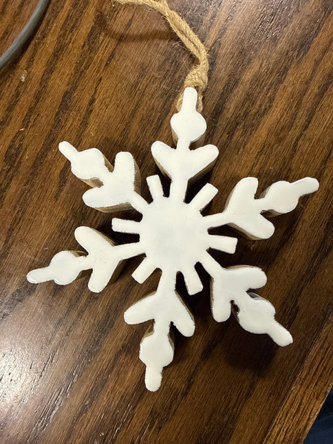 6" Mango Wood Snowflake Ornament