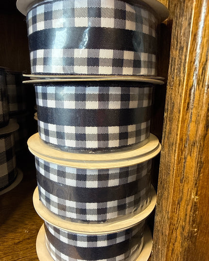 1.5" x 10 yds Solid/Mini Gingham Ribbon