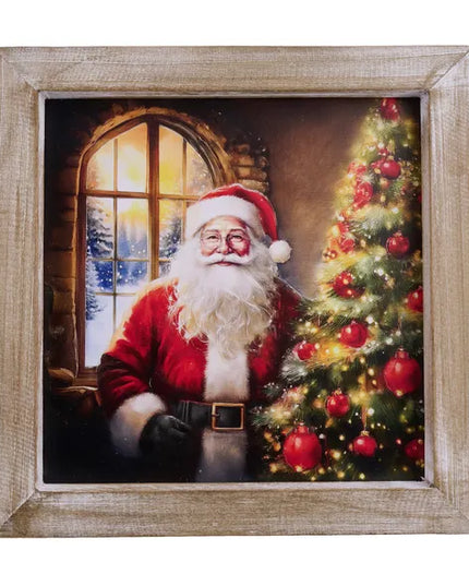 8"Sq Wood Santa Claus Sign