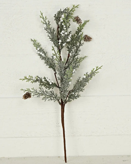 21in Spray-Sparkled Cypress Pine W.White Pepperberry