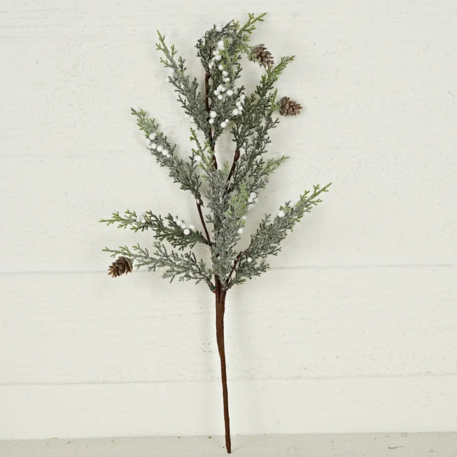 21in Spray-Sparkled Cypress Pine W.White Pepperberry
