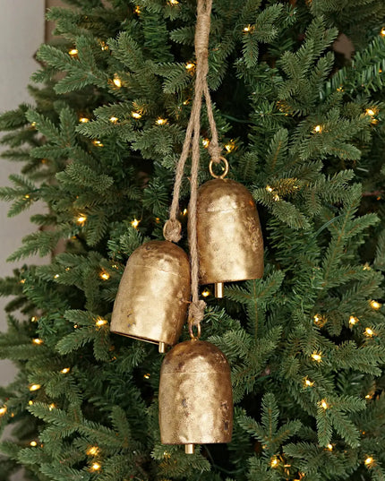 Vintage Gold Oval Shape Cow Bell Clusterx3 with Loop