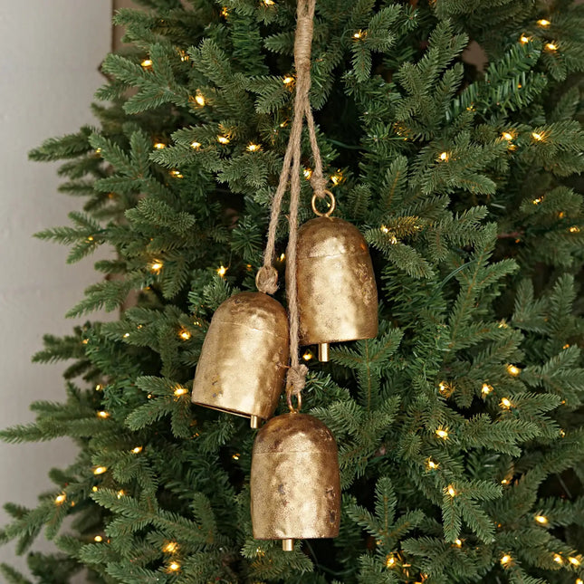 Vintage Gold Oval Shape Cow Bell Clusterx3 with Loop
