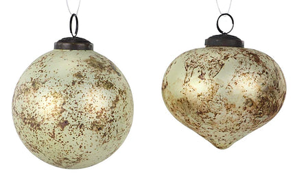 Asst 4"Dia Rustic Ball/Onion Glass Orn