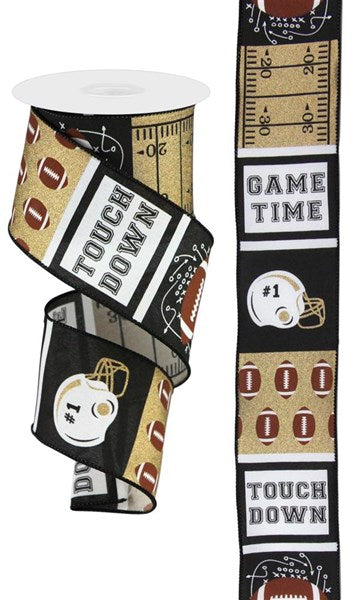 2.5" x 10yd Football Block Pattern - Gold/Black image 0