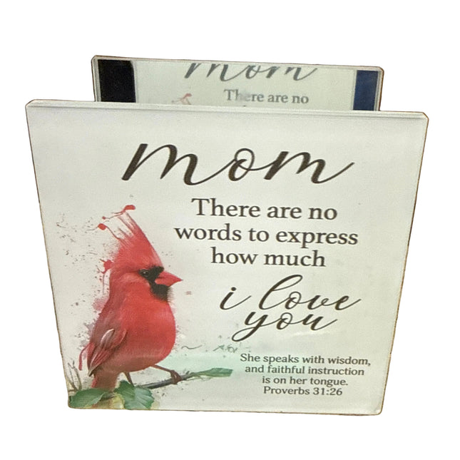Tealight Square Mom There are no Words Candleholder