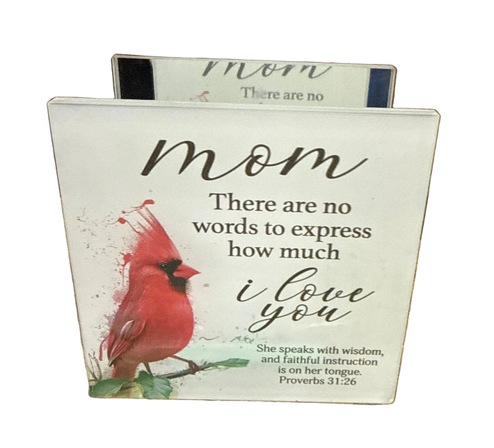 Tealight Square Mom There are no Words Candleholder