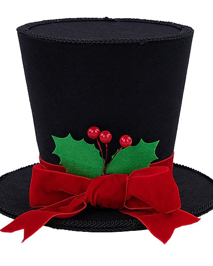 6.25"H x 8.25"Dia Holly/Bow Top Hat