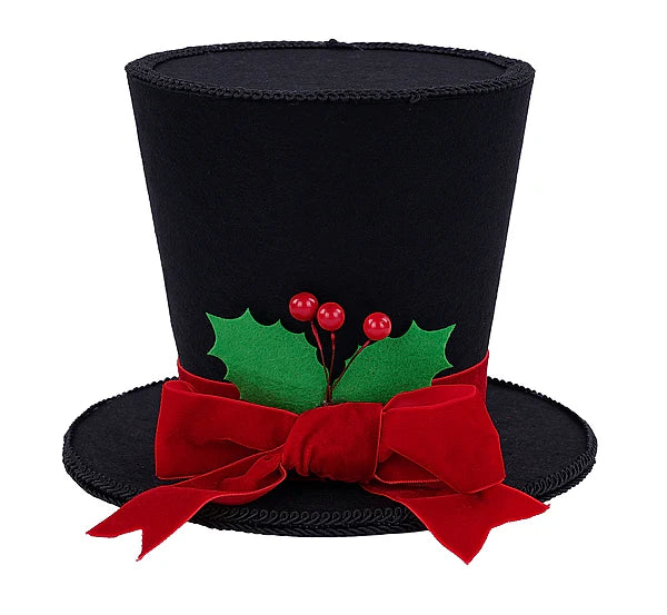 6.25"H x 8.25"Dia Holly/Bow Top Hat