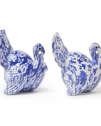 Hand Painted Blue & White Turkey
