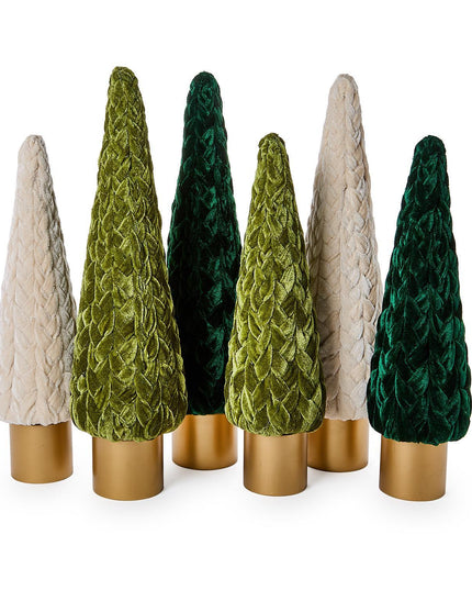 Velvet Trees with Wooden Base
