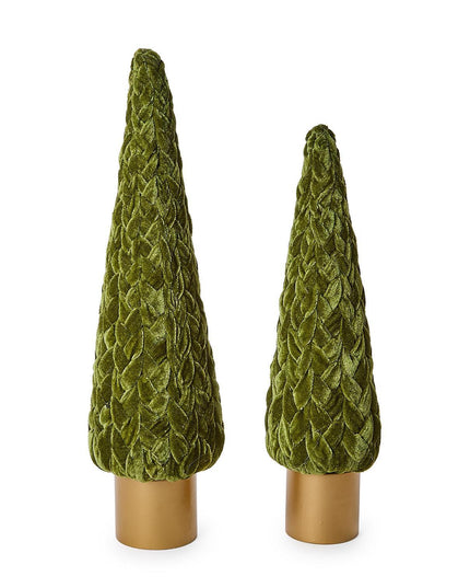 Velvet Trees with Wooden Base