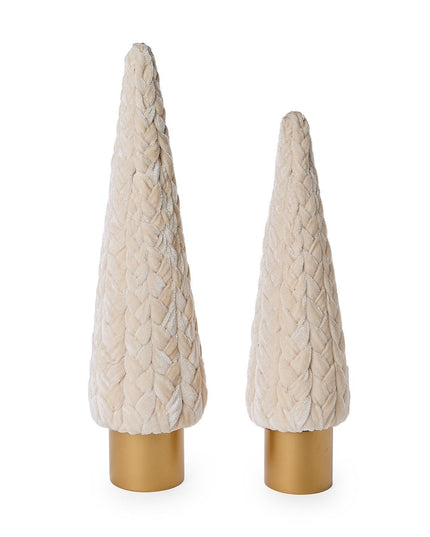 Velvet Trees with Wooden Base