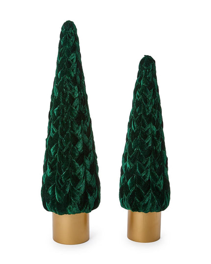 Velvet Trees with Wooden Base