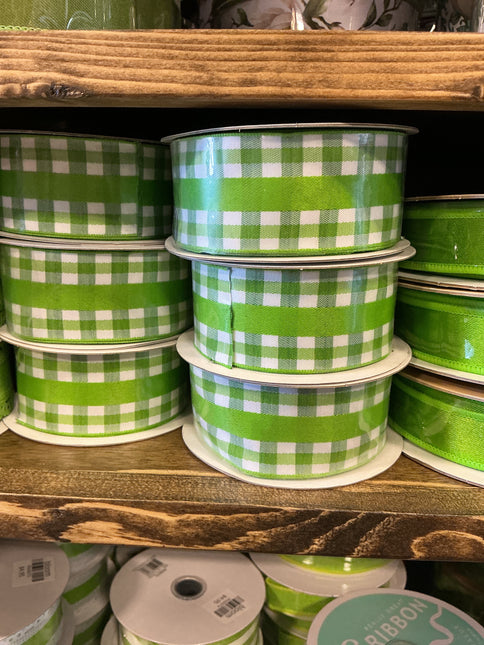1.5" x 10 yds Solid/Mini Gingham Ribbon