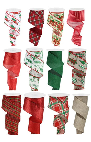 2.5" x 10yd Christmas Ribbon Assorted