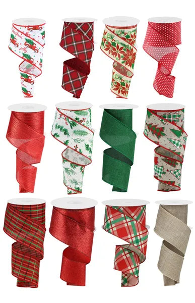 2.5" x 10yd Christmas Ribbon Assorted