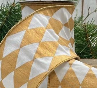 White/Gold Harlequin Faux Dupioni 4"x10Y