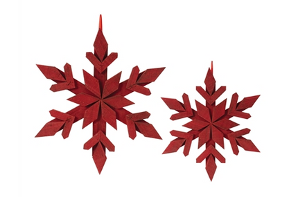 Red Wooden Snowflake Ornament
