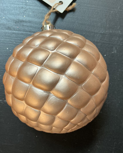 4” Cafe Latte Round Pinecone Ornament
