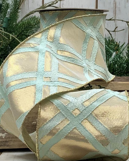 4" x 10yds jacquard metallic lattice