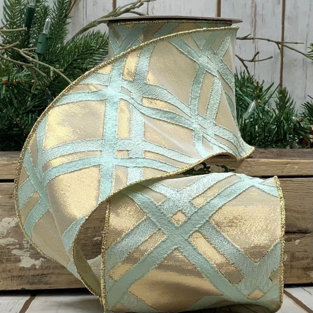 4" x 10yds jacquard metallic lattice