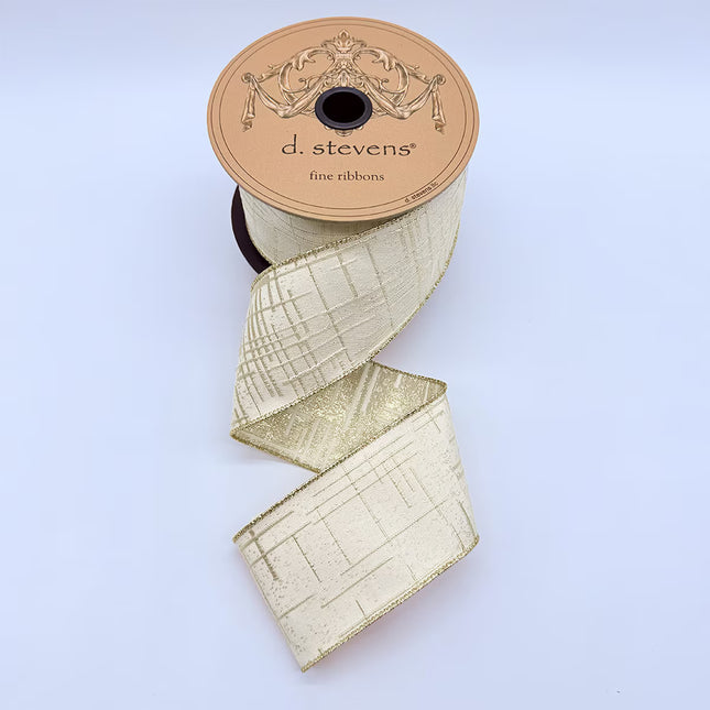 2.5" x 10yds jacquard soft gold modern lines