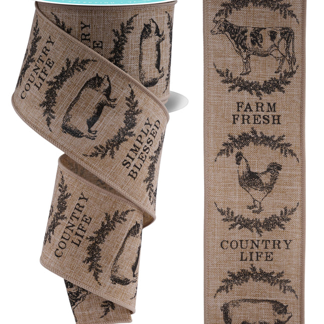 2.5" x 10yds Burlap - Farm Life Ribbon