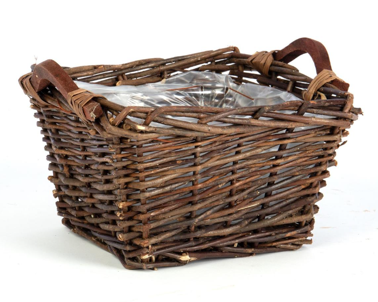 Willow basket with liner 9"x9"
