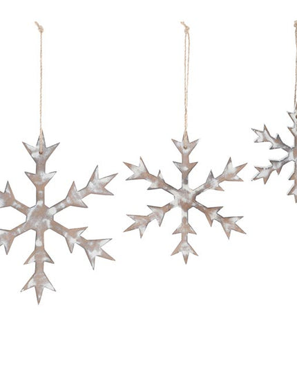 Whitewash Wooden Snowflake Ornaments - Multi Sizes image 0