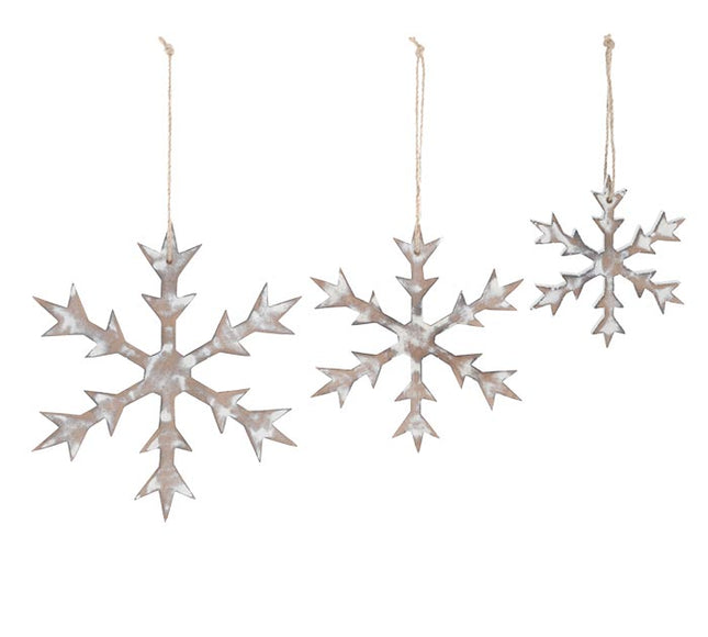 Whitewash Wooden Snowflake Ornaments - Multi Sizes image 0