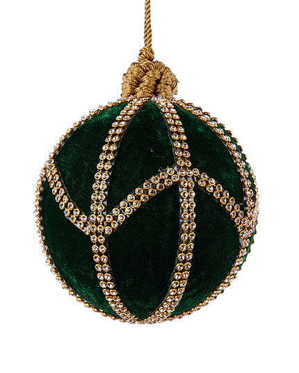 4"Dia Diamond Bead Chain/Velvet Orn