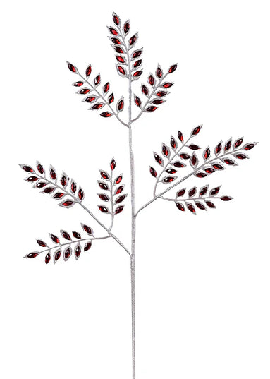 22"L Shiny Plastic Fern W/Jewel Spray